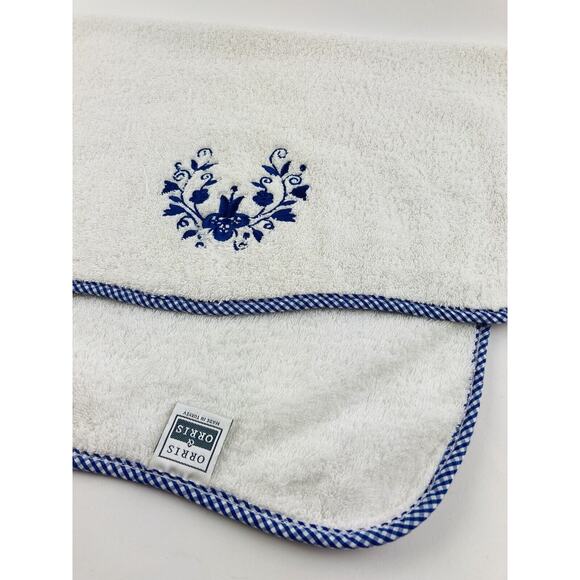 Blue White Towel Orris And Orris 50x27 Made in Turkey Flower 100% Cotton Checker - Picture 2 of 8